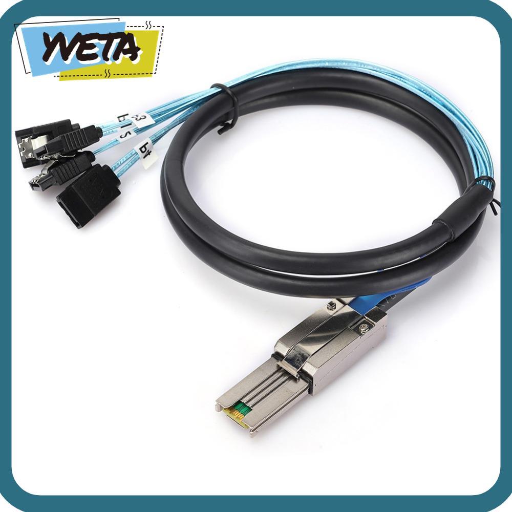 สาย YVETA Mini SAS แบบพกพา 6Gbps SFF-8088 26P ถึง 4 X SATAs Cable ทนทาน 1 เมตร Server Hard Drive Cab