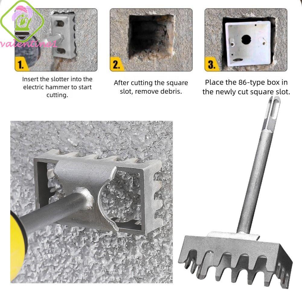 VALENTINE Square Socket Puncher, Quick Cutting Punch Square Hole Cutter, Round-handle 2 Grooves Squa