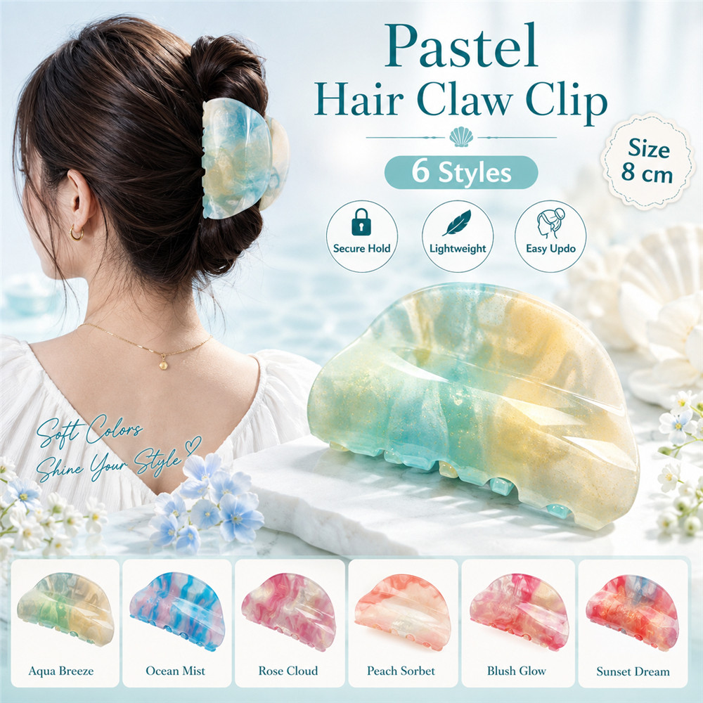 New Phantom Colourful High End Versatile Half Round Colourful Pan Hair Shark Clip
