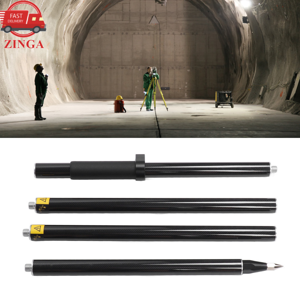 Zinga Zinga สำรวจ Prism POLE Mount 2 เมตร 4 ส่วน Survey RTK คาร์บอนไฟเบอร์พร้อมระดับฟอง 0 มม.คงที่