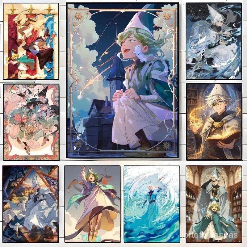 5JZR อะนิเมะ W-Witch หมวก Atelier โปสเตอร์ Wall art พิมพ์ศิลปะเหมาะสําหรับห้องนั่งเล่นห้องนอนบาร์ pa