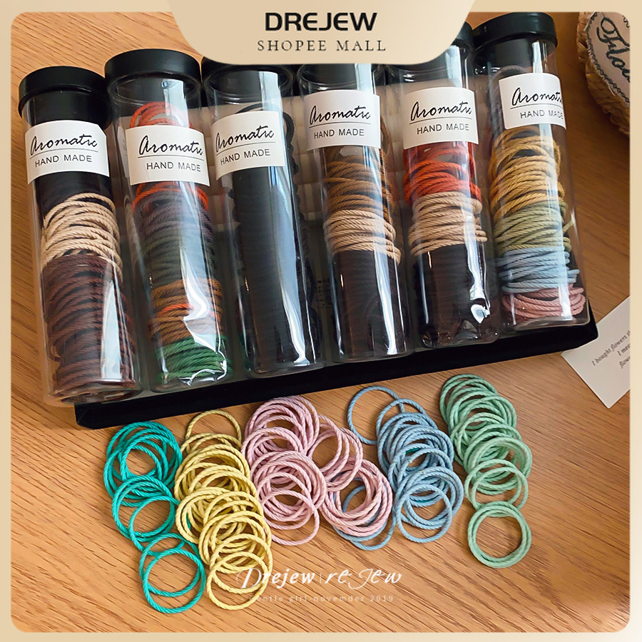 เดรช 100ชิ้นกระป๋องแฮนด์เมดหลายสีผูกบางวงยืดหยุ่นจัดแต่งทรงผมที่เรียบง่ายเครื่องประดับผมสําหรับทุกวันผู้หญิงสาวอุปกรณ์ผม
