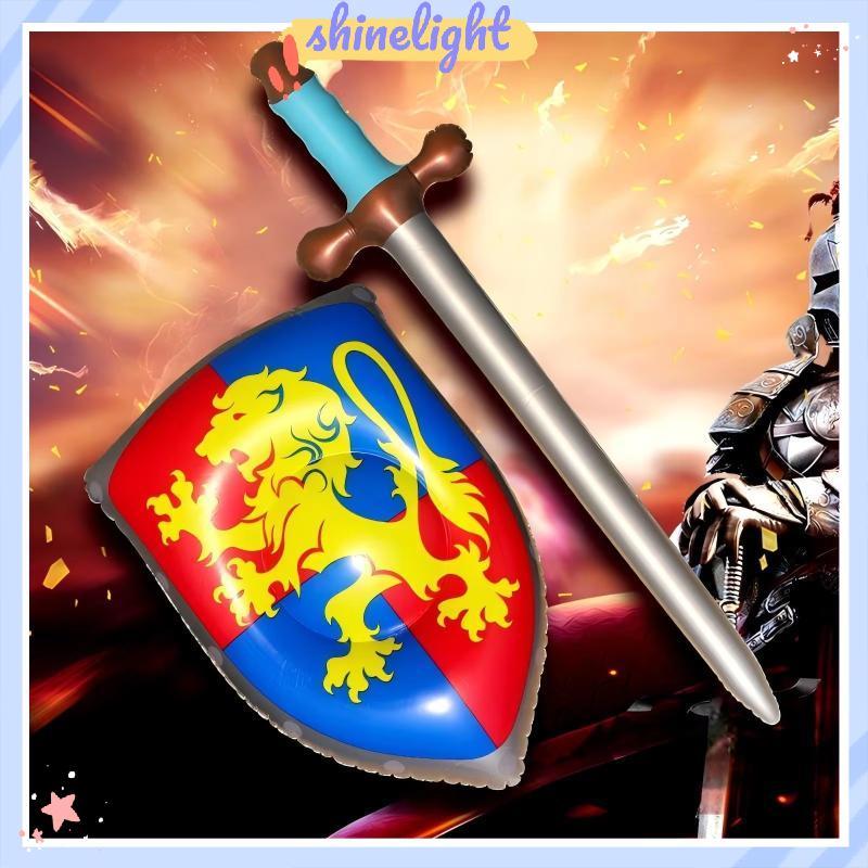 [shinelight] Inflatable และ Shield Knight Party Favors Set Blow Up Medieval Shield สําหรับ Prince Pa