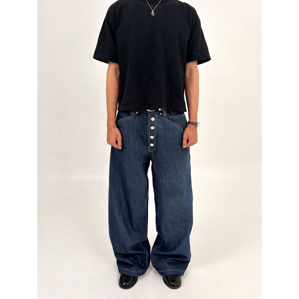กางเกงยีนส์ถุง | Raw Denim TRACER/ BLACK-BLACK