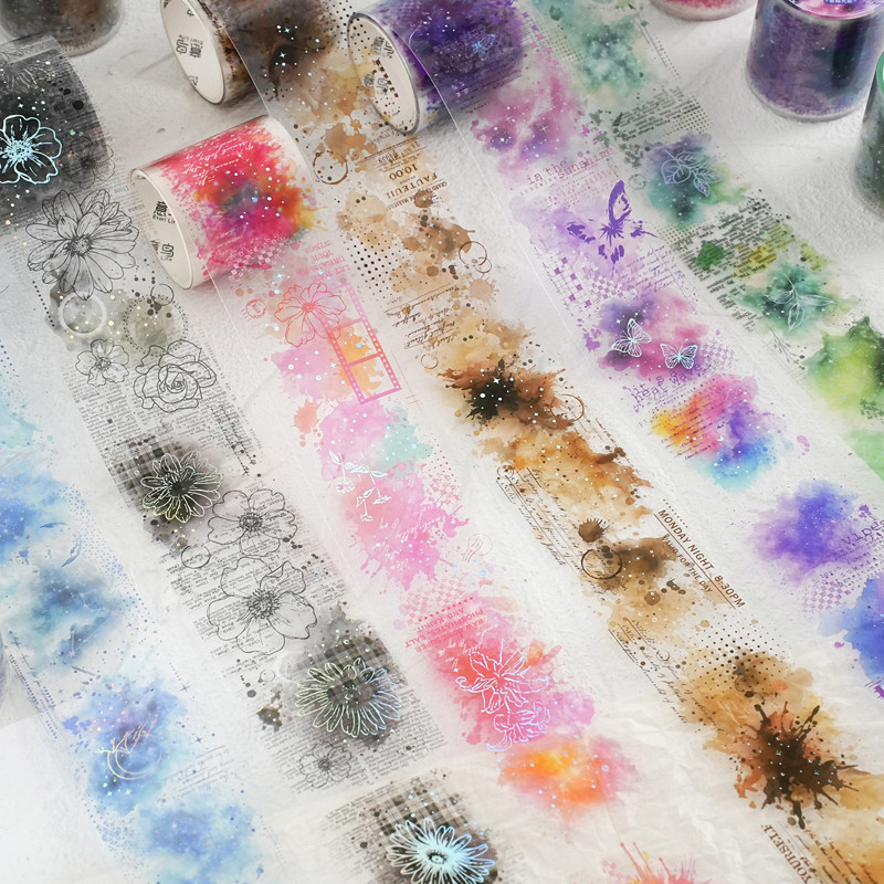 นาย กระดาษ 200 ซม./ ม้วน PET gilding เทปศิลปะเกาหลี dream สี slinky ดอกไม้รูปแบบพืชหนังสือมือเทปฉาก DIY การ์ดอวยพรถ้วยไดอารี่โทรศัพท์มือถือ notepad เทปตกแต่ง