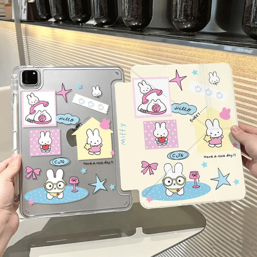 [โชคดี] Dopamine Miffy Rabbit ipad air8/7/6 เคสแท็บเล็ต MINI7 เคสป้องกัน pro37 cm 12th Generation A1