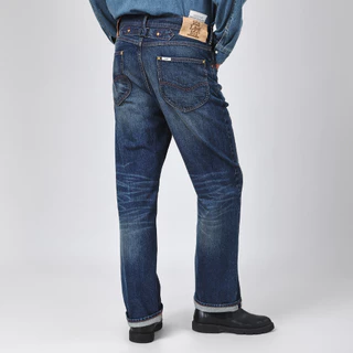 LEE กางเกงยีนส์ (ริมน้ำเงิน) Selvedge 5 years Wash Jouney คอลเลคชั่น 101 เอวสูงทรงกระบอก รุ่น LE S126MRETN03 สียีนส์กลาง