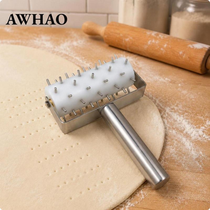 Ioensy Pastry Perforating Roller สแตนเลสพิซซ่า Pastry Docker มือถือพิซซ่า Crust Perforating Roller