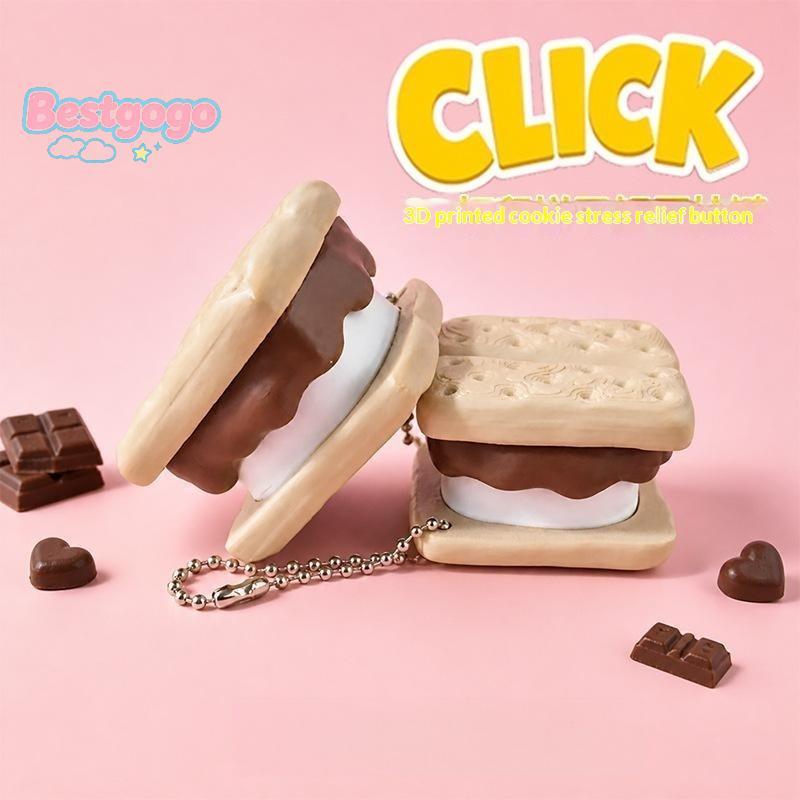 [Bestgogo-t] ช็อคโกแลตน่ารัก Smore คุกกี้ Clier พวงกุญแจนุ่ม 3D พิมพ์ Fidget Sensory ของเล่น Charm สําหรับวัยรุ่นของขวัญวันเกิด
