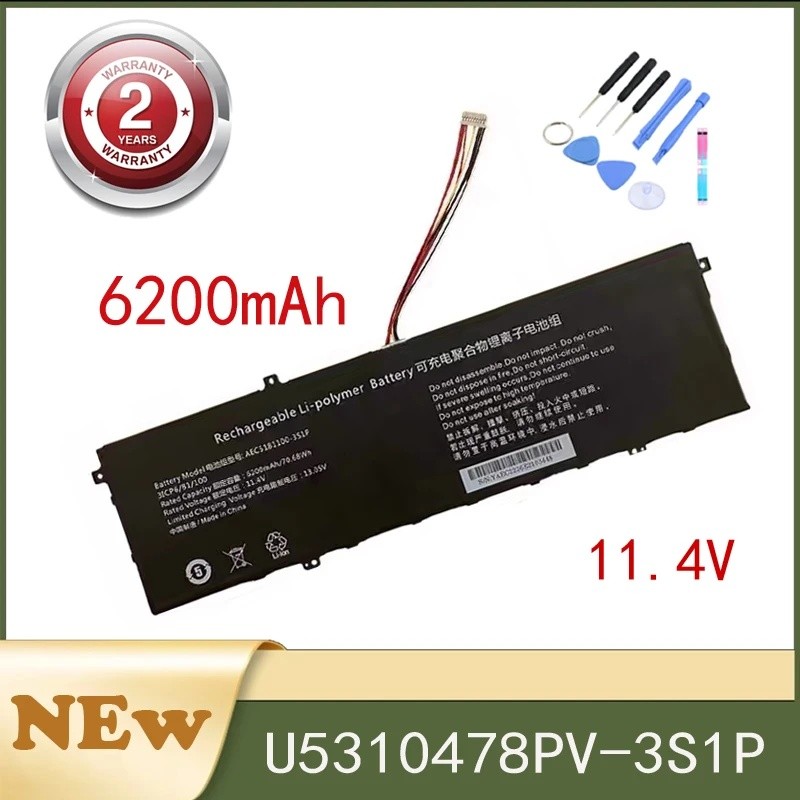 6200mAh ใหม่สําหรับ Ipason maxbook P1 Pro P154FB111 สําหรับ Hasee X5-42021S7 HAU5S01 AEC5181100-3S1P