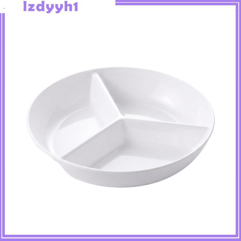 [JoyDIY] Tableware 3-Compartment Plate Low Dividers PP Round Divides Plate สีขาว