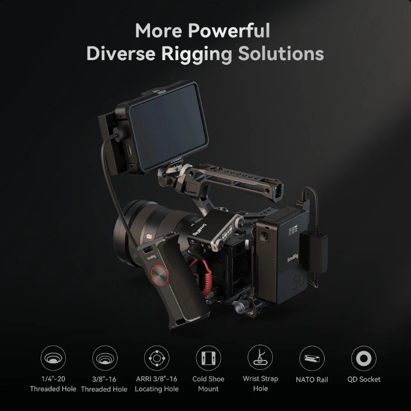 SmallRig Cage Kit สําหรับ Sony A6700 | กรงครึ่งแผ่นรองพื้นและตัวยึดรองเท้าเย็นคู่พร้อมจุดยึดหลายจุด 