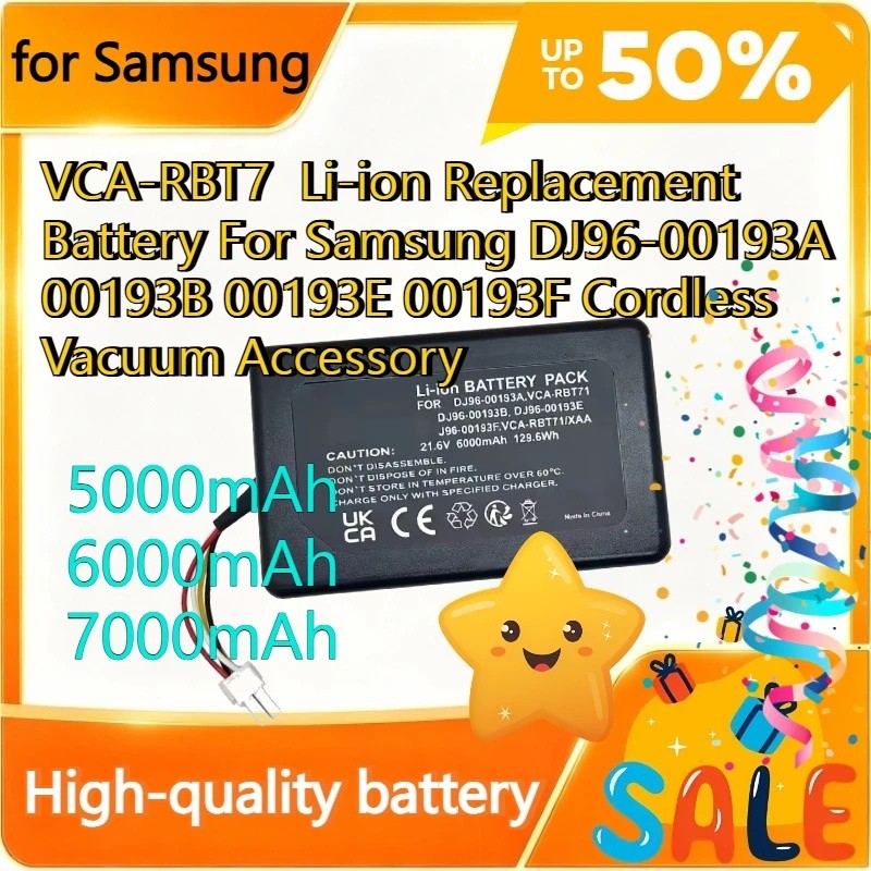VCA-RBT7 5000/6000/7000mAh Li-ion เปลี่ยนแบตเตอรี่สําหรับ Samsung DJ96-00193A 00193B 00193E 00193F อ