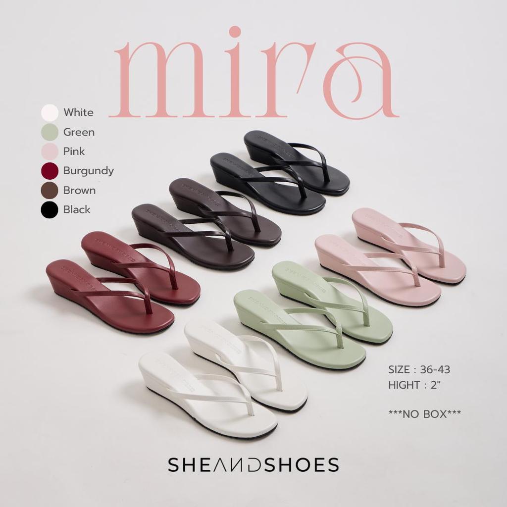 🛵 ส่งด่วน กทม. 💗 MIRA รองเท้าส้นเตารีด สูง 2 นิ้ว [Sz.36 - 43] สายคีบนิ่ม พื้นนุ่ม น้ำหนักเบา กันลื่น