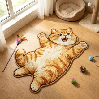 CVMAX พรมตกแต่งบ้าน,พรมกันลื่น 2D Cat-Shaped พรมพื้นที่,นุ่มป้องกันการเปรอะเปื้อนทําความสะอาดง่ายพรมการ์ตูนห้องนั่งเล่น