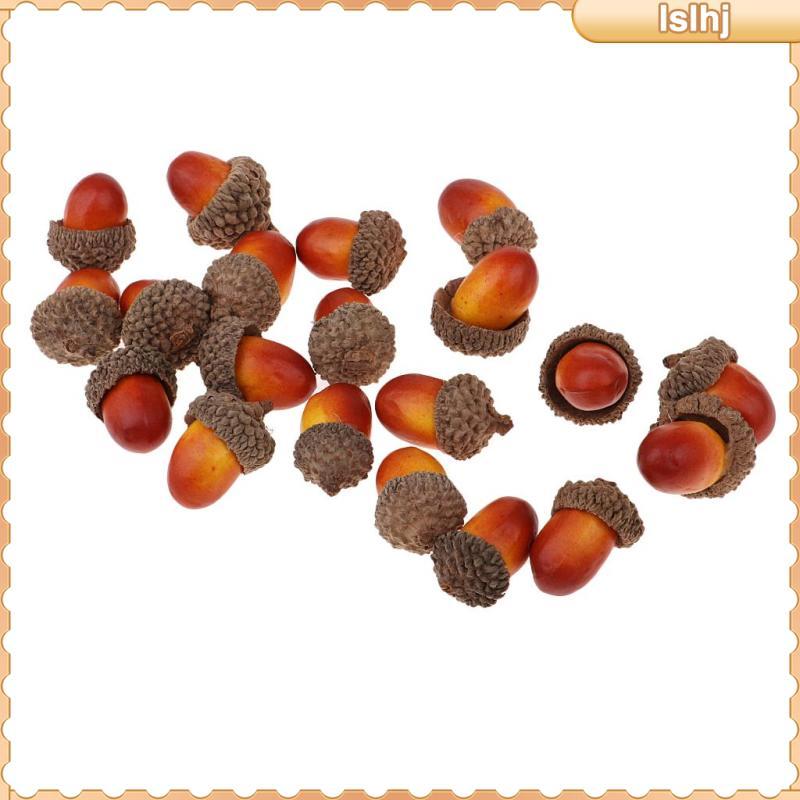 [Lslhj] 100 ชิ้น Natural Acorns Bulk Rustic Acorns Caps แจกันฟิลเลอร์ Home Party Garland 20 acorns 1