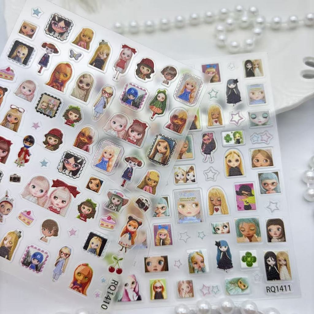 2026 รูปแบบใหม่ Millennium Style~y2k Super Cute blythe Sweetheart Doll Nails Sticker สไตล์โบราณ High