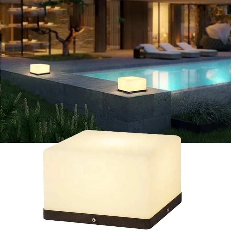 GROE ยี่ห้อใหม่ 5W IP54 กลางแจ้ง LED คอลัมน์สําหรับ Villa Courtyard E26 ฐานรั้วภูมิทัศน์โคมไฟสแตนเลส