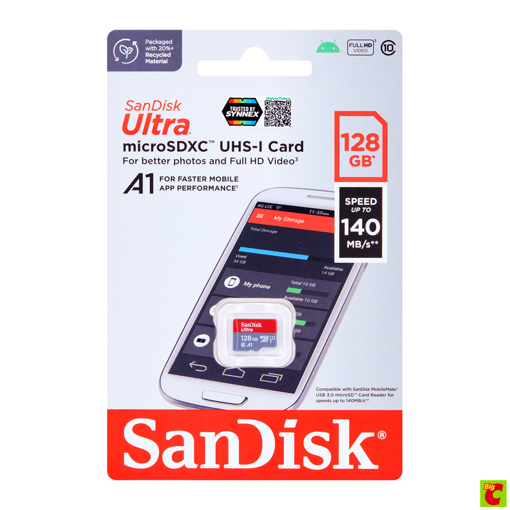 แซนดิสก์ Ultra MicroSD Card รุ่น SDSQUA4-128G-GN6MA ขนาด 128GB