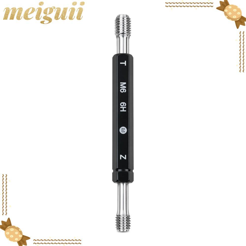 MEIGUII เครื่องมือวัดมือ, ปลายคู่ M6*1.0 เครื่องวัดปลั๊กเกลียว, ความแม่นยํา 6H Tolerance Hex Handle 