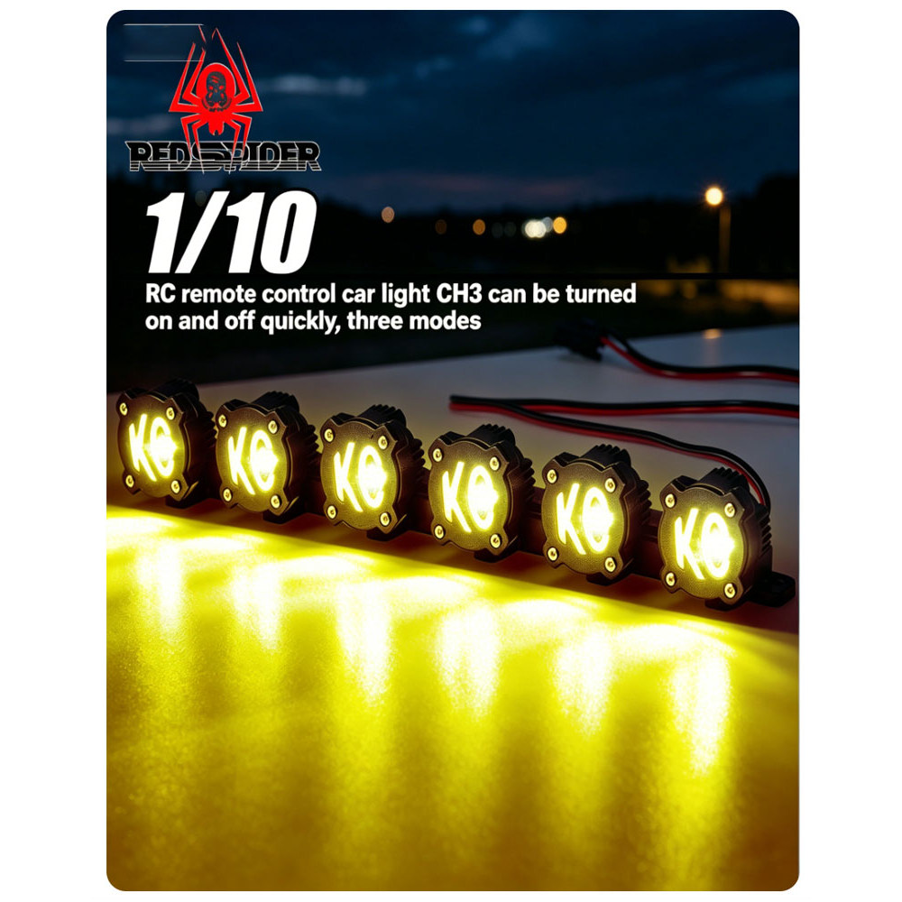 3 โหมดผ่าน CH3 1/10 1/8 Scale KC สไตล์หลังคา Light Bar ใช้งานร่วมกับ Axial, Traxxas TRX-4, YK Crawle
