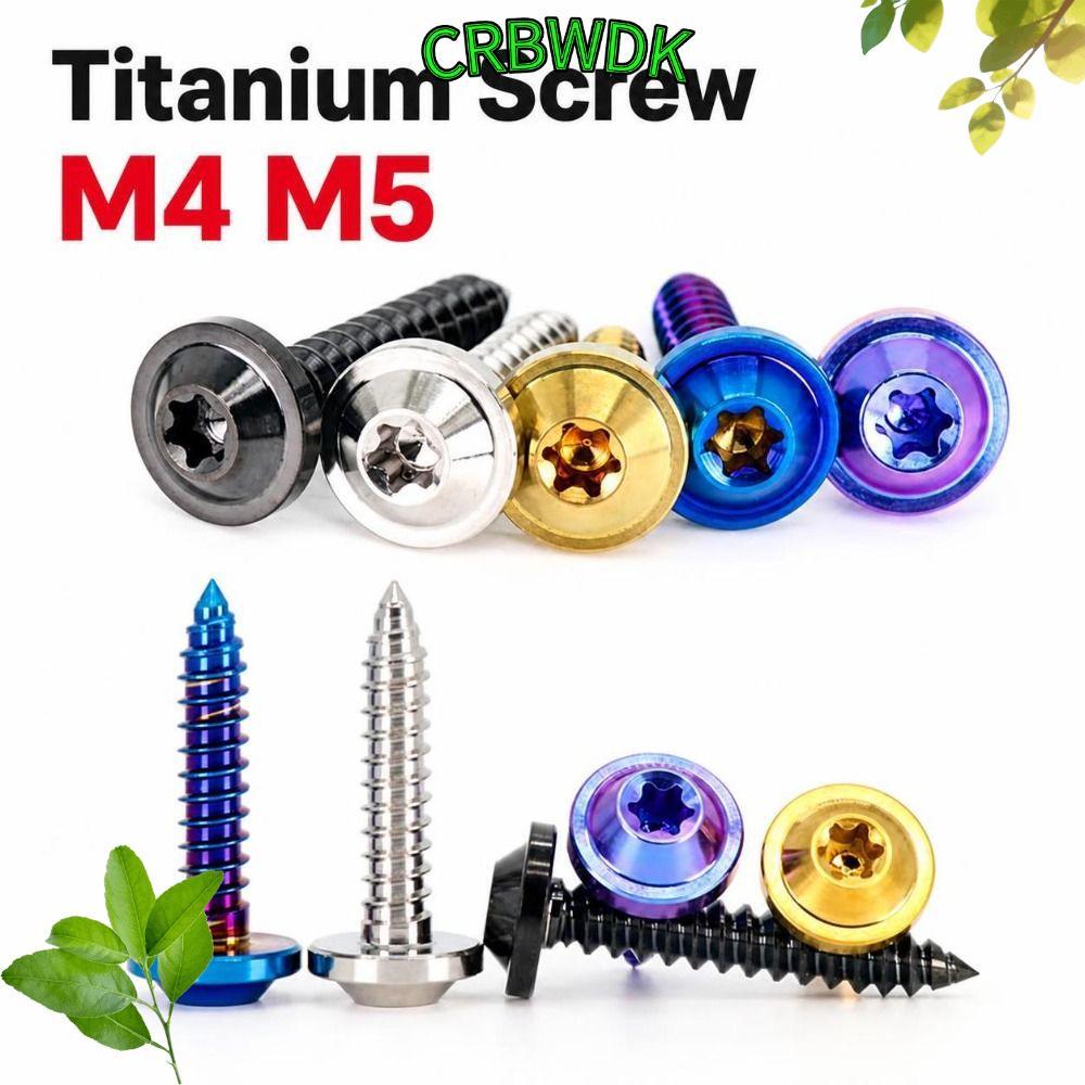 CRBWDK Self Tapping Screw, M4 M5 GR5 Torx ร่มสกรู, Titanium Torx Drive Titanium Fastener
