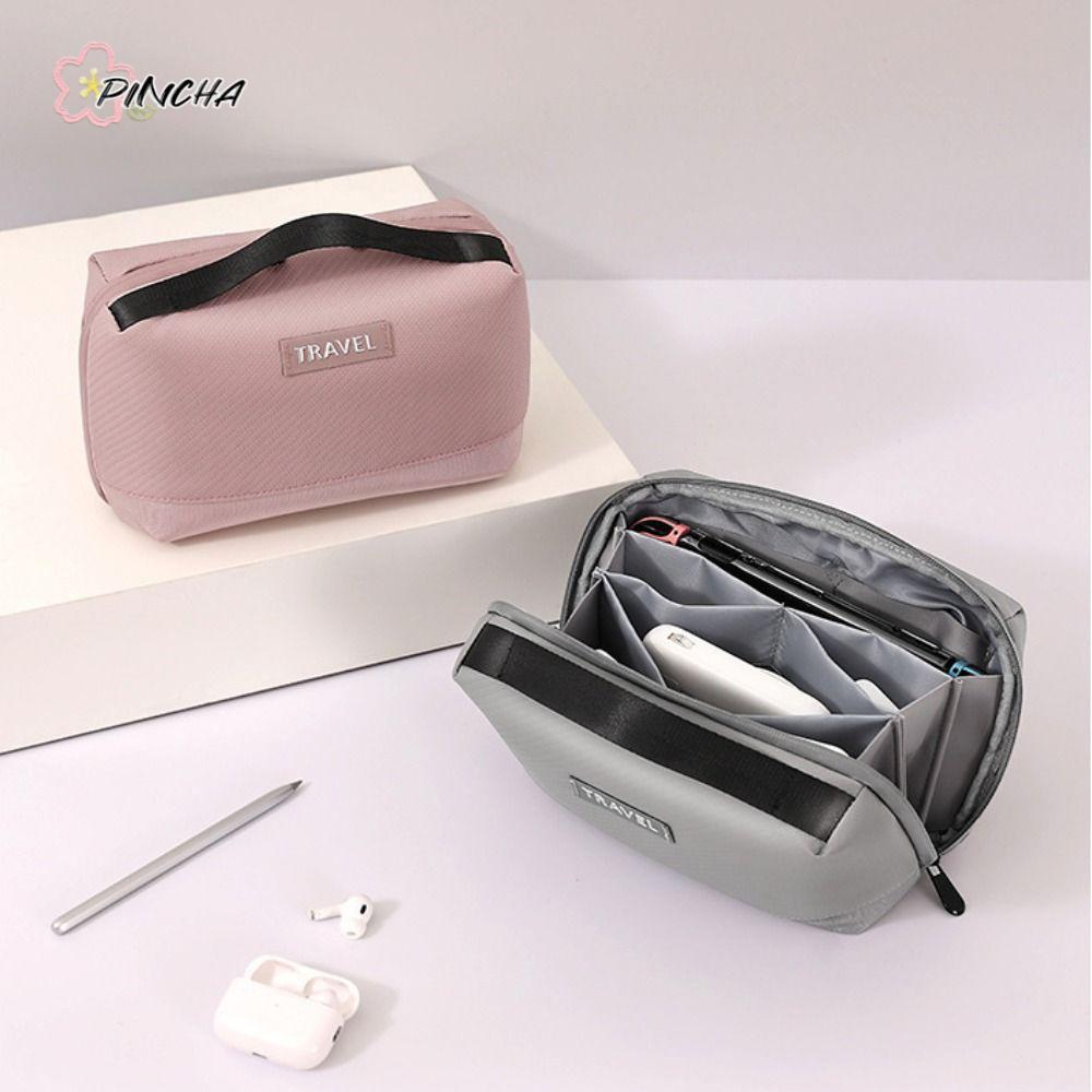 PINCHA Storage Bag, PU Portable Travel Tech Organizer Bag, Travel Accessories Waterproof Wear-resist