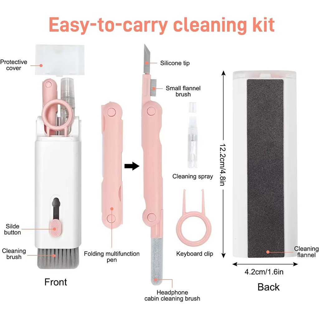 7 ใน 1 For AirPods คอมพิวเตอร์คีย์บอร์ดทำความสะอาดแปรงชุดหูฟังทำความสะอาดปากกาหูฟังเครื่องมือทำความสะอาดแป้นพิมพ์