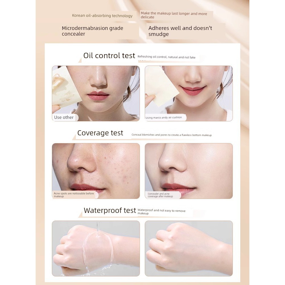 พัพแต่งหน้า พัฟคุชชั่น Marco Andy Radiant Lightweight Flawless VC Cushion Creamคอนซีลเลอร์Moisturizi