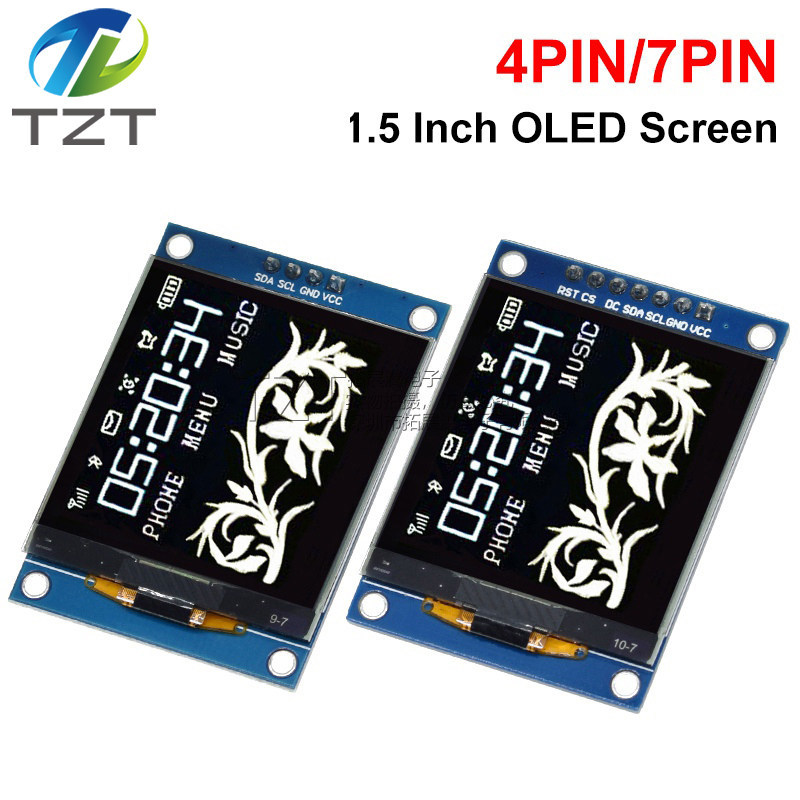 5 ซม.โมดูลจอแสดงผล LCD OLED SH1107 ไดรฟ์ IIC/SPI การสื่อสาร 4-Pin/7-Pin 128 * 128