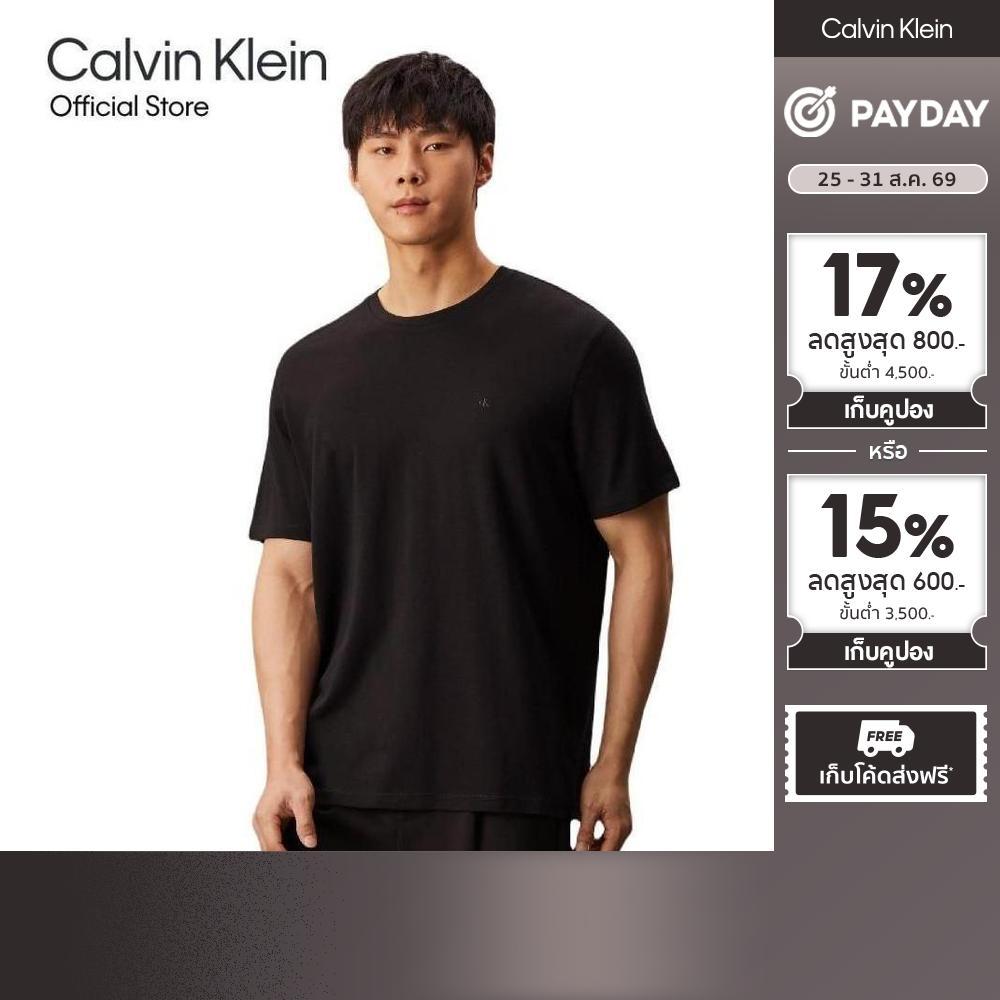 CALVIN KLEIN เสื้อยืดคอกลมแขนสั้นผู้ชาย Luxury Cotton T-shirt ทรง Relaxed รุ่น 4LB275G UB1 - สีดำ