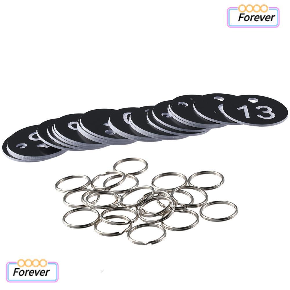 FOREVER 20 Pack Numbers Tags, 35mm 1-20 Round, Black Numbered Keychains Office