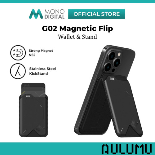 AULUMU G03 / G02 Magnetic Wallet Card Holder with Kickstand Strong Magnet RFID / หนังมังสวิรัติ