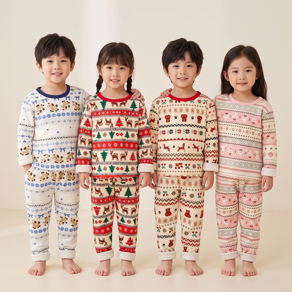 Dolemi Baby ชุดนอนเด็ก แขนยาว ขายาว ผ้าผสม นุ่มๆ ไม่ระคายเคือง คอกลม คริสต์มาส น่ารัก ใส่สบาย