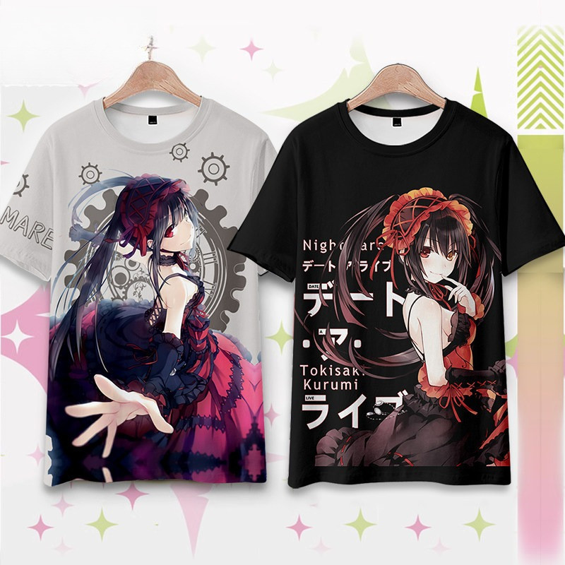 Date A Live Kurumi Tokisaki Anime Graphic T-Shirt Unisex Short Sleeve Cosplay Otaku Streetwear Tee