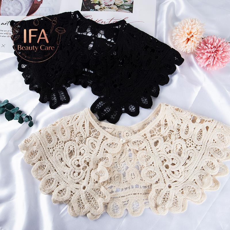 IFA ผ้าคลุมไหล่ O-Ne ตุ๊กตาเสื้อคอปกเท็จผู้หญิง Hollow โครเชต์ลูกไม้ที่ถอดออกได้ดี