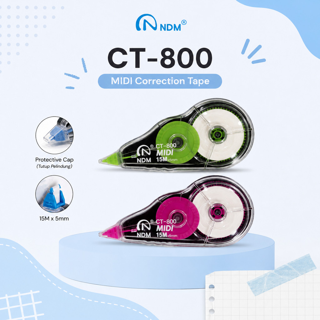 NDM MIDI CT-800 เทปลบคําผิด 15 เมตร Tip Ex Clean กระดาษยาว