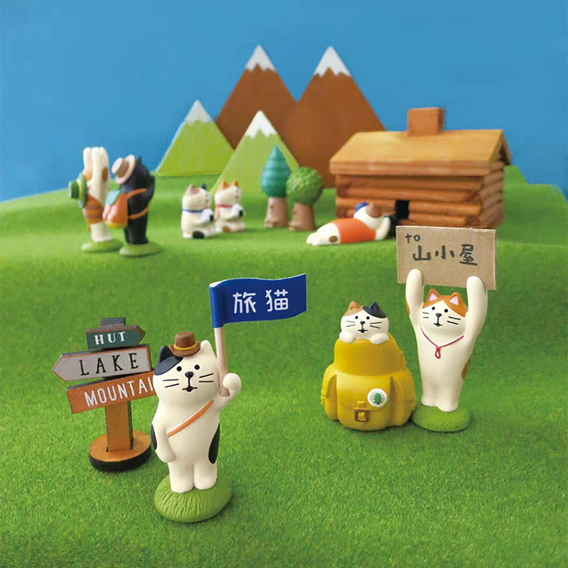 ญี่ปุ่นของชํา zakka Cat Mountaineering Outing Travel Photo Cat Car Accessories Creative Resin Crafts