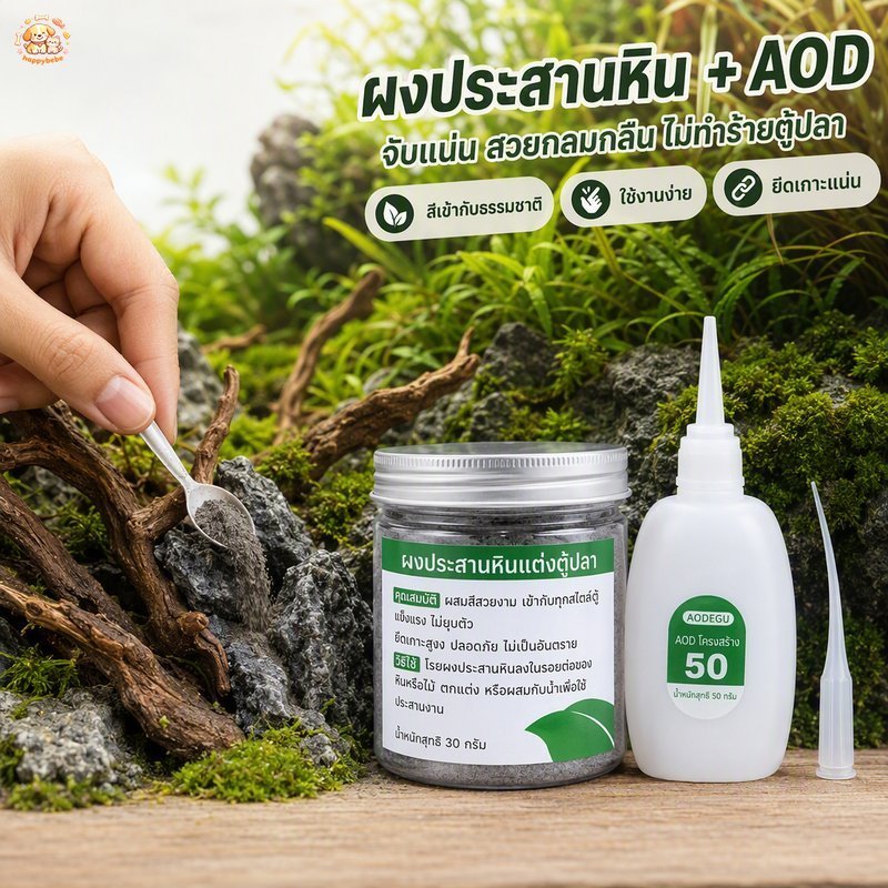 ใยจัดเลย์เอาต์ตู้ปลา 30 กรัม ผงประสานหิน กาวร้อนกันน้ำ ปลอดสารพิษ เติมรอยต่อหินไม้