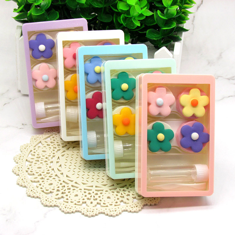 ตลับคอนแทคเลนส์ สินค้าใหม่กล่องคอนแทคเลนส์น่ารัก DIY สองชิ้นกล่องคู่หูที่มองไม่เห็นกล่องพยาบาลกล่องค