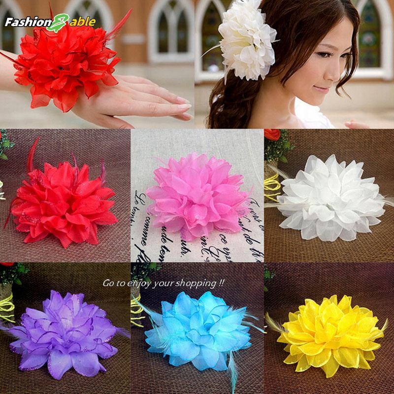Fashion.shop03 ผู้หญิงชายหาด Orchid เจ้าสาวงานแต่งงานดอกไม้คลิปผมเข็มกลัด Barrette Headpiece Pin CAD