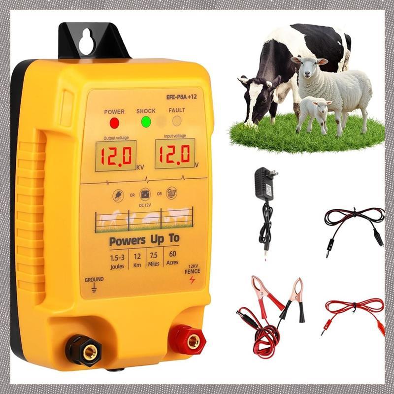 [ggciy9] สําหรับอุปกรณ์รั้วไฟฟ้าวัว แกะ สัตว์ปีก 12V พร้อมจอแสดงผล LED, 2J 10 KV กันน้ําสําหรับช่วง 