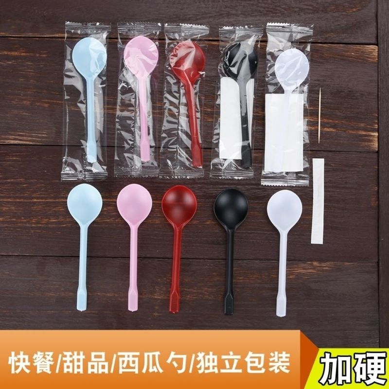 一次性塑料冰粉勺单独包装外卖必备中式风格汤勺奶茶勺打包饭勺Disposable Spoon Plastic26.9.4