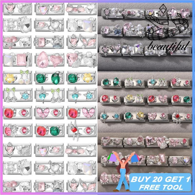 ฐานเงินยาวเพชรอิตาลีสร้อยข้อมือเสน่ห์พอดี9มิลลิเมตรสร้อยข้อมือสแตนเลส ทําเอง เครื่องประดับทําอุปกรณ์ย้อนยุคบุคลิกภาพโมดูลสร้อยข้อ