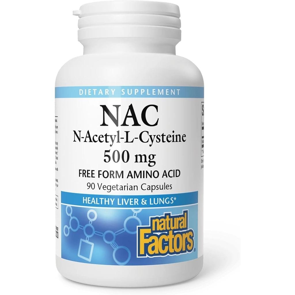 ปัจจัยทางธรรมชาติ NAC N-Acetyl-L-Cysteine 500 mg, 90 แคปซูลมังสวิรัติ