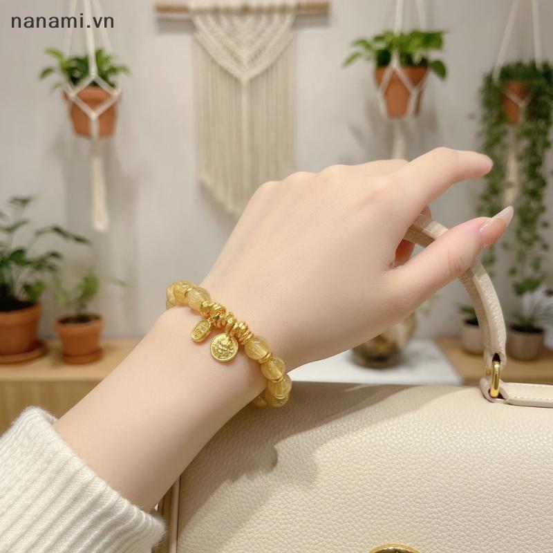 [nanami] สร้อยข้อมือลูกปัดแก้ว 14K Gold Plated Wealth Charms Sweatproof น้ําหนักเบาสําหรับผู้หญิงสวม