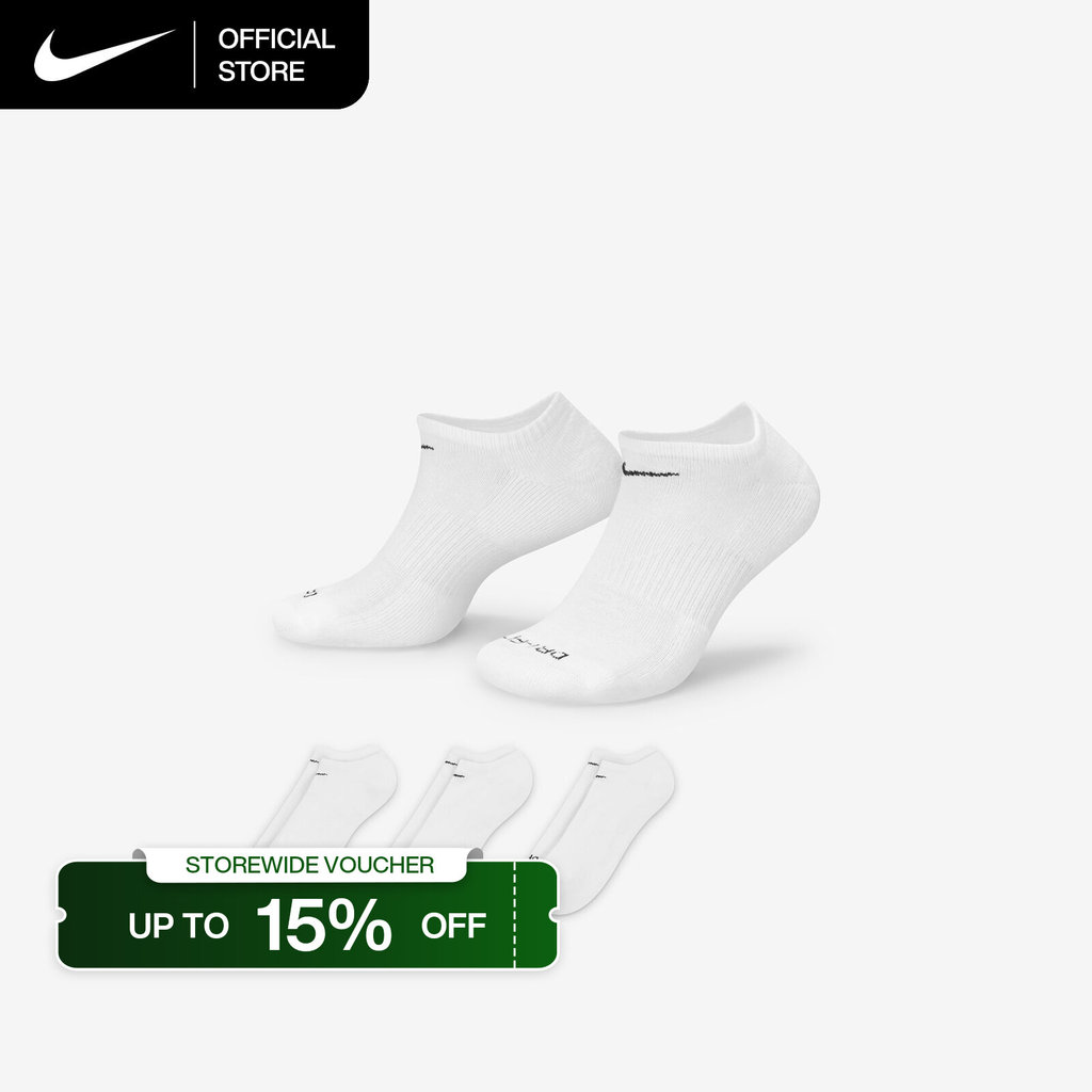 Nike Everyday Plus Cushion Training No-Show Socks (3 Pairs) - White [SX6889-100]