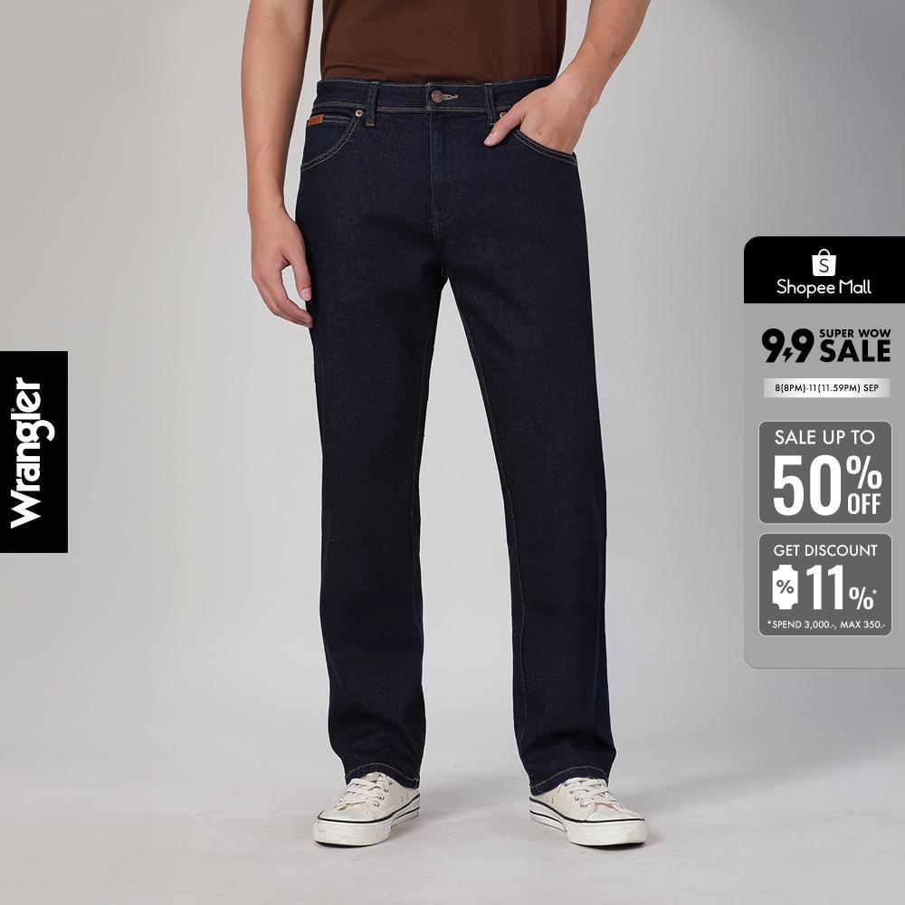WRANGLER กางเกงยีนส์ผู้ชาย เอวกลาง ทรงตรง ทรง Texas รุ่น WR F525MTEXF47 สียีนส์เข้ม