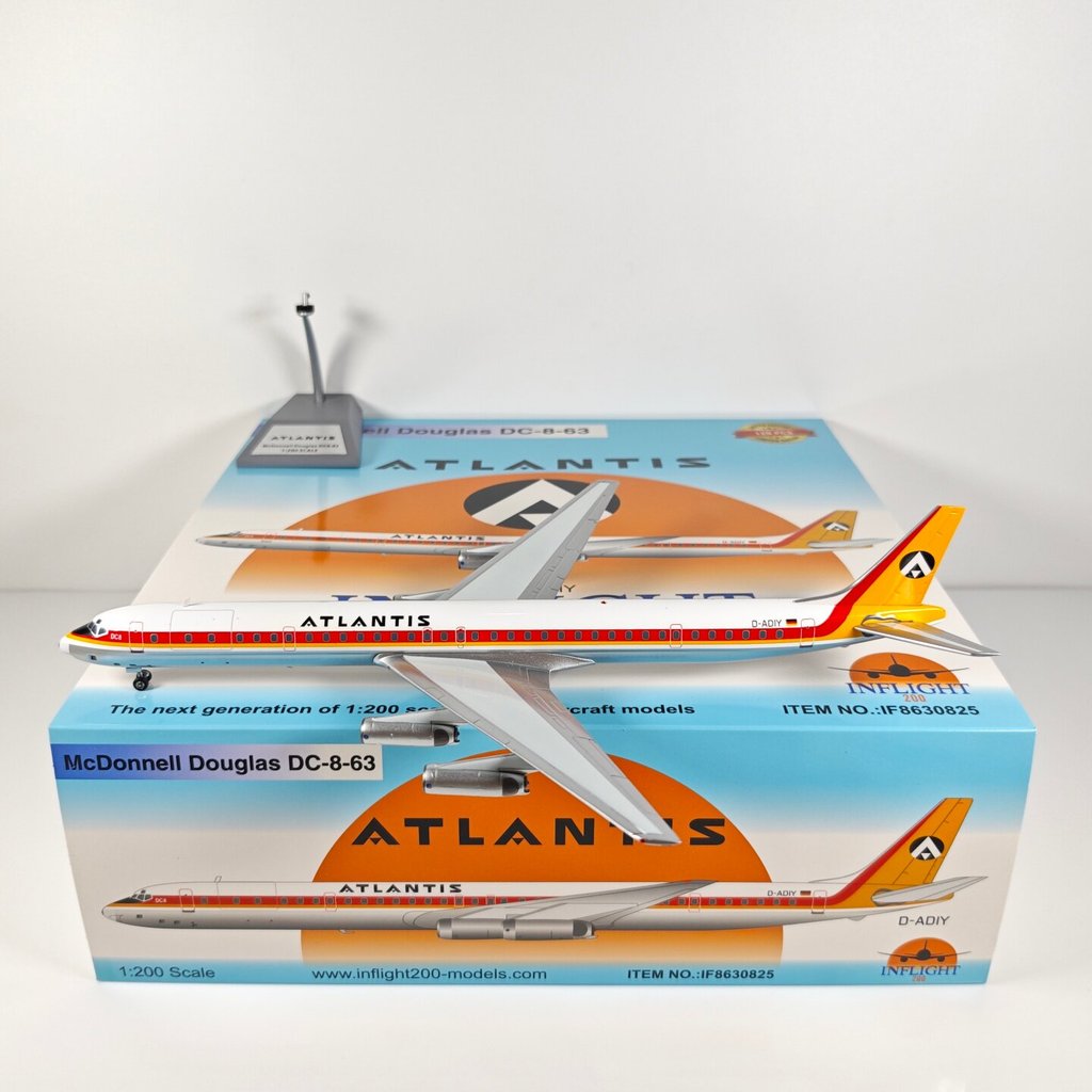 Inflight 1: 200 Atlantis DC-8-63CF D-ADIY โมเดลเครื่องบินโลหะผสม