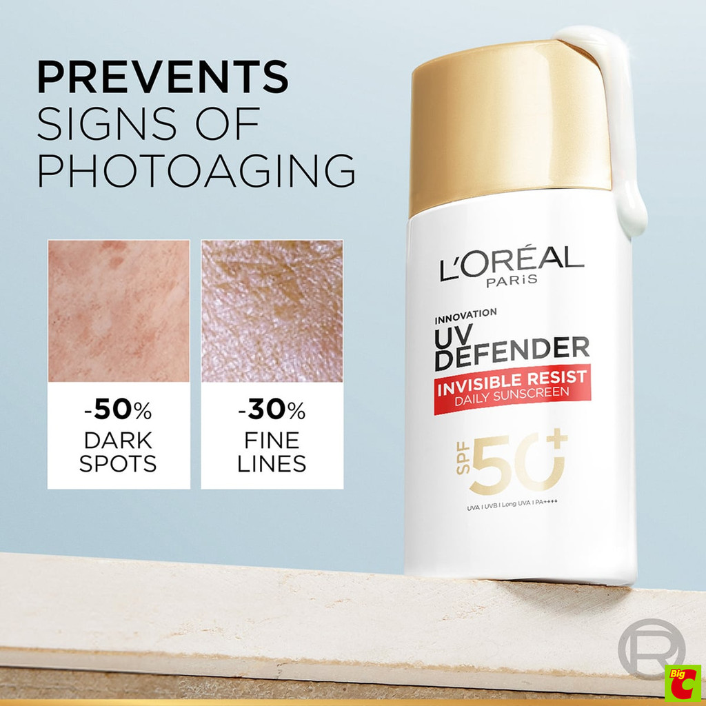 ลอรีอัล ปารีส ยูวี ดีเฟนเดอร์ อินวิซิเบิ้ล รีซิส เดลี่ ซันสกรีน SPF50+ PA++++ 5.5 มล. — صورة 4